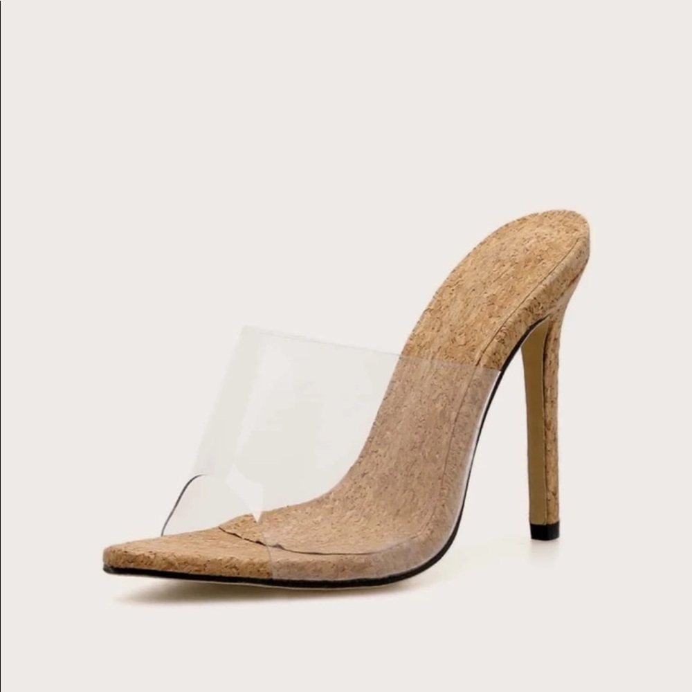 Open toe stiletto. Clear. Brand new.